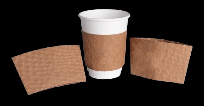 Steaming coffee cup with a protective sleeve
