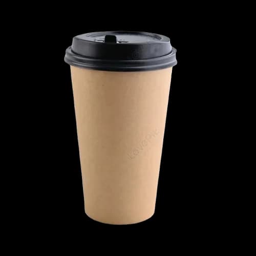 Hands holding a hot paper coffee cup outdoors