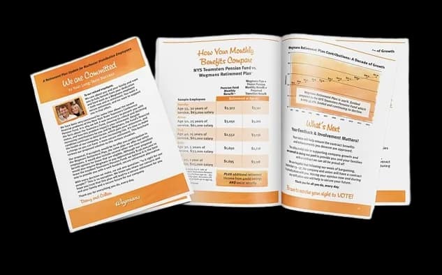 Marketing brochures and folded leaflets