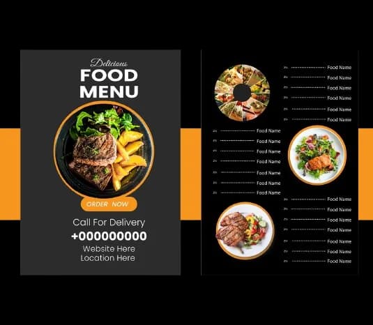 Restaurant menu on a dining table