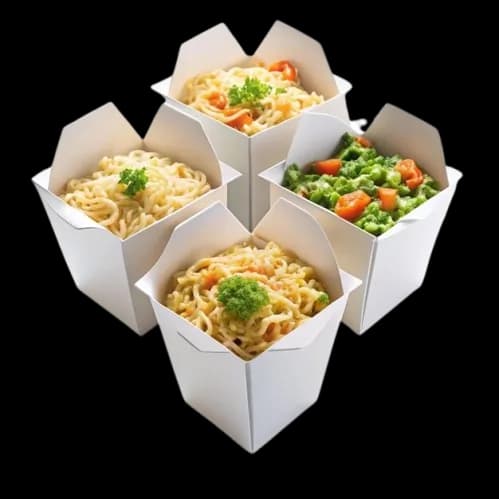 Asian noodle takeout box with chopsticks